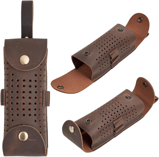 Leather Golf Ball Pouch with Tee Holder - Portable Design Holds 3 Balls & 4 Tees, Belt Clip Attachment - Golf Accessory Gift for Men and Women