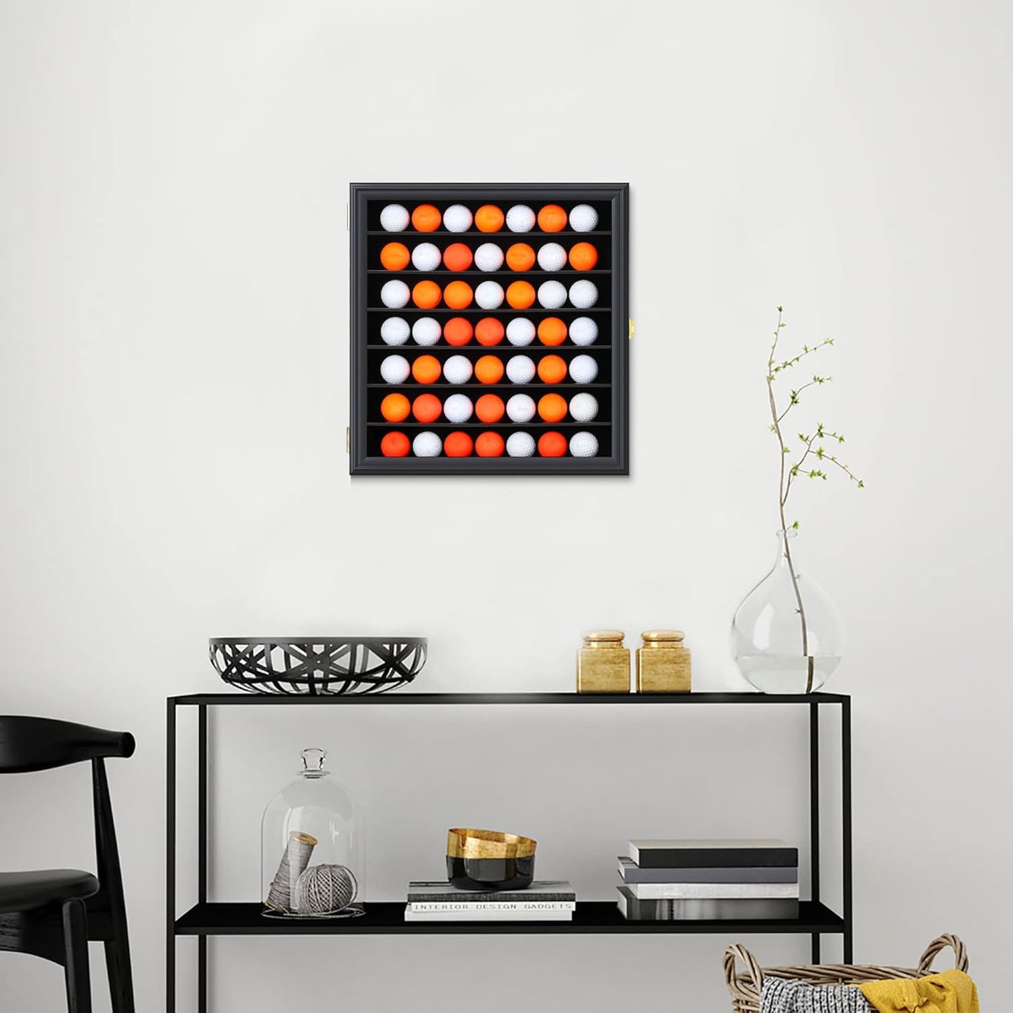 49 Golf Ball Display Case Cabinet Wall,Golf Ball Display Rack ,Golf Gift for Golf Enthusiast Collectibles with UV Protection Acrylic Door(Black)