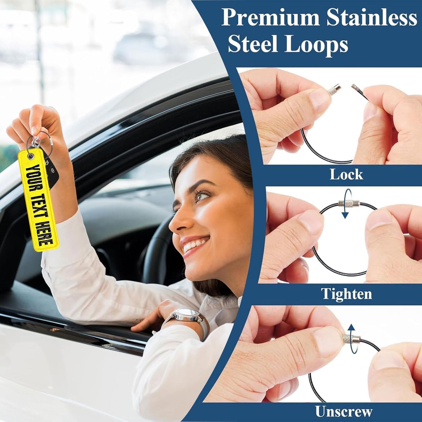 Custom Luggage Tags,1PCS Personalized Embroidered ID Tags for Suitcases & Travel Bags,Travel Suitcases Tags Label with Stainless Steel Loop for Baggage Luggage Bags Keys for Easy Bag Recognition (CO2)