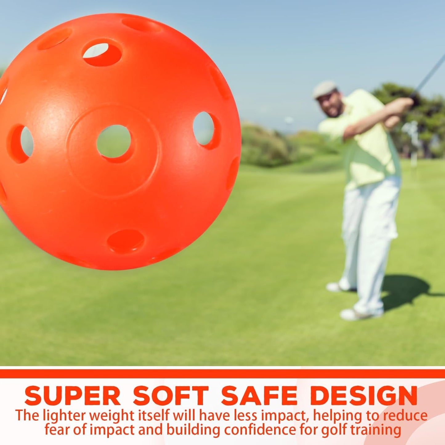 24 Pack Practice Golf Balls 42 mm Limited Flight Plastic Golf Training Airflow Hollow Ball for Driving Range Swing Practice Backyard Indoor Outdoor Home