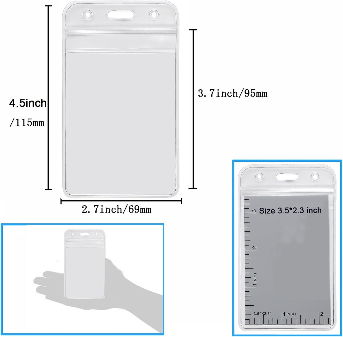 YOUOWO 2 Pack Blue Red Lanyard with Vertical ID Badge Holder,Neck Office Lanyards with Clip,for id Card Holder, id Badges Name Tag Card Holders