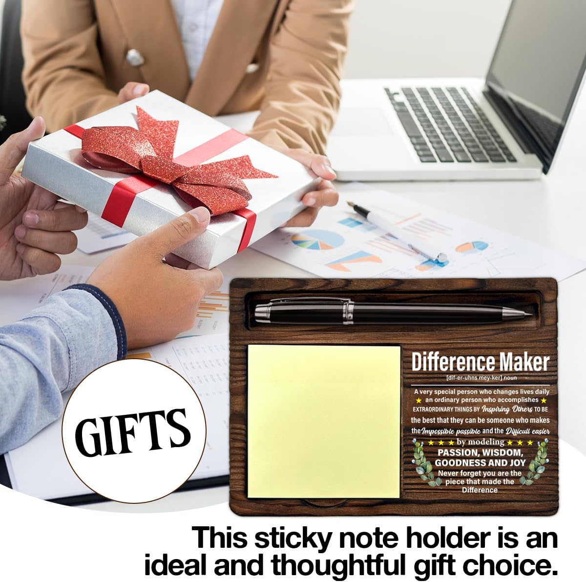 Difference Maker Gifts for Women Men, Appreciation Gift for Boss Coworkers Mentor Leader Employees, Difference Maker Definition Sticky Note Holder Office Cubicle Decor