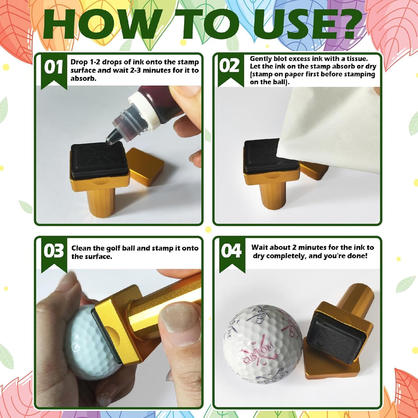 Custom Golf Ball Stamp, Personalized Golf Ball Marker Stamp with Waterproof Ink, Customized Name Stamp with Your Logo, Initial, Name, Golf Ball Stamper, Gifts for Men Dad Husband Business (Design-05)