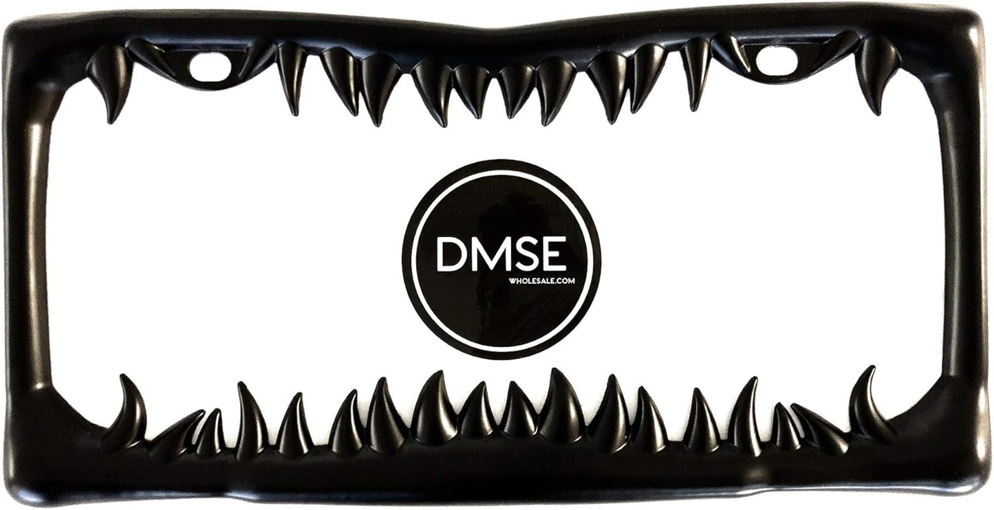 DMSE Universal Metal Shark Tooth Teeth Jaws License Plate Frame Cool Design for Any Vehicle (Black Sharks Tooth)
