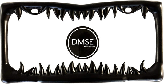 DMSE Universal Metal Shark Tooth Teeth Jaws License Plate Frame Cool Design for Any Vehicle (Black Sharks Tooth)