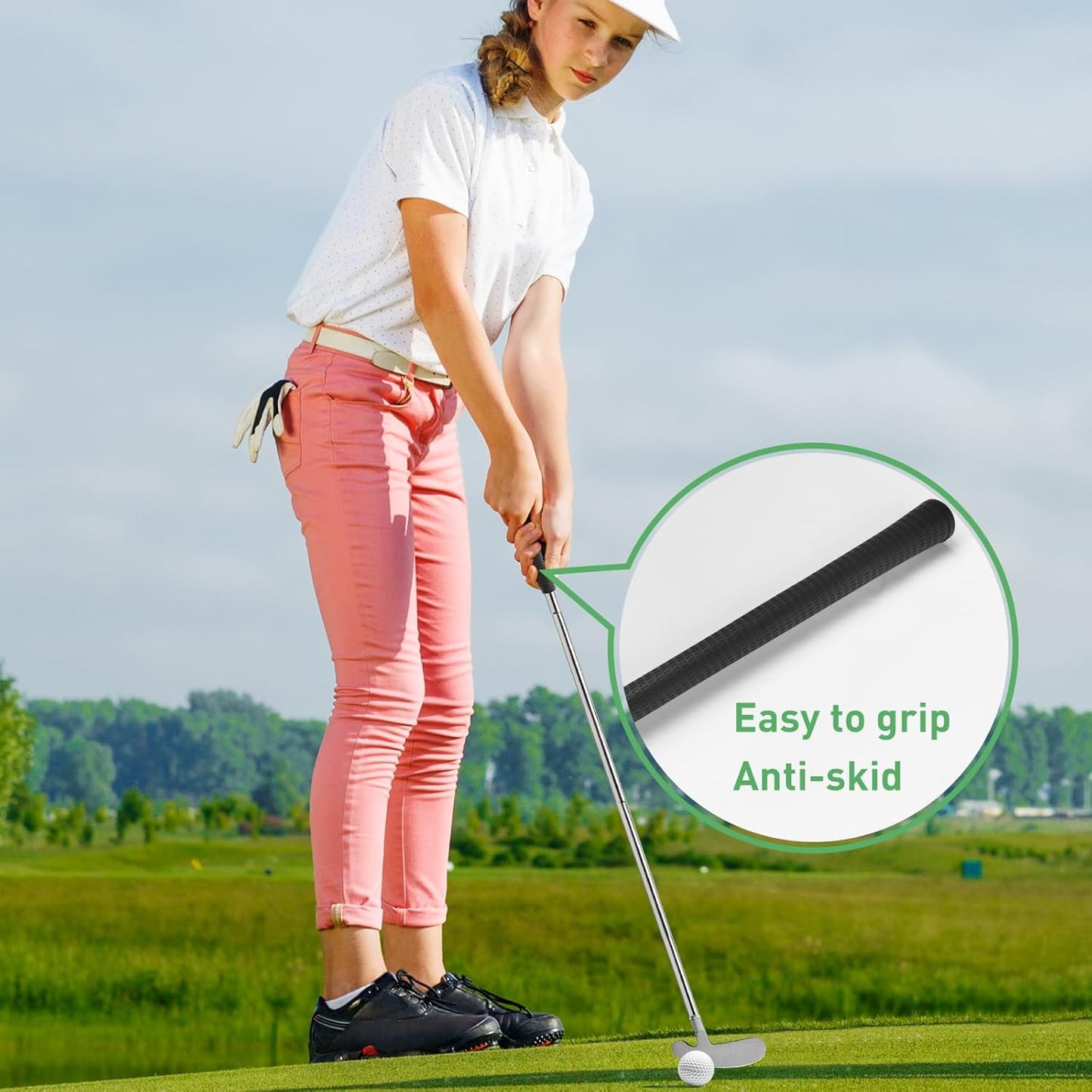 QPPKI Golf Putter - 33" Two-Way Putter for Left/Right Hand, with Practice Balls, Golf Combo Set for Men's Women's Kids, Indoor Outdoor Use