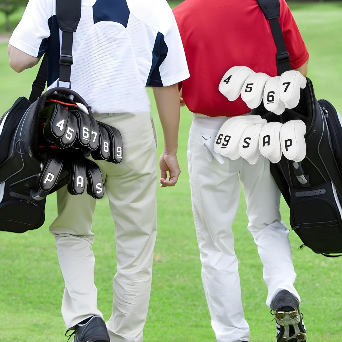 BIG TEETH Golf Hybrid Iron Head Cover 9Pcs, Long Hybrids Iron Covers Head Covers Set, Golf Club Covers W/Big NO. Fits for Cleveland Launcher Cobra T Rail Hybrid Irons