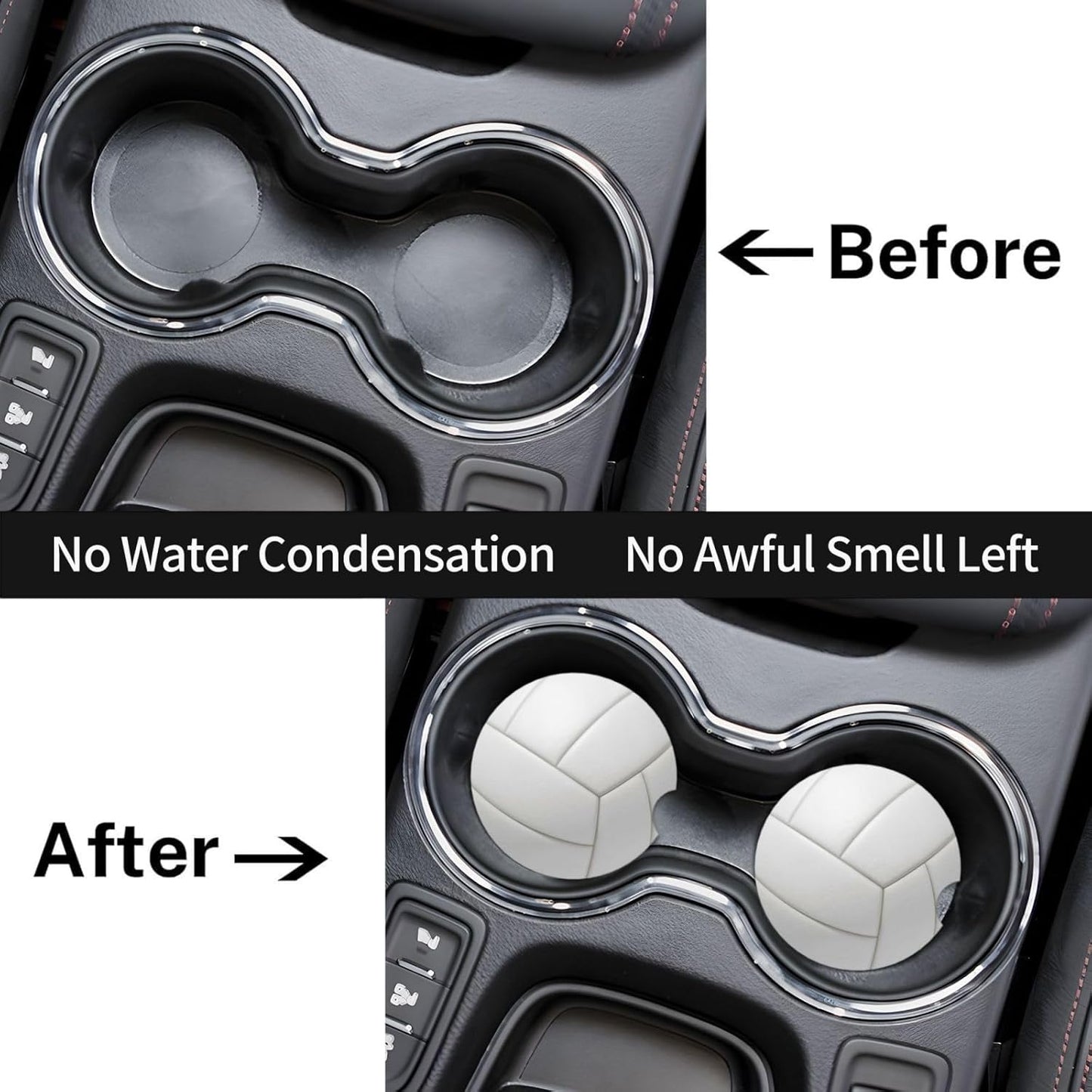 Car Cup Holder Coasters, Volleyball Car Coasters for Cup Holder Drinks, 2 Pack Ceramic Cute Auto Interior Accessories for Women Men