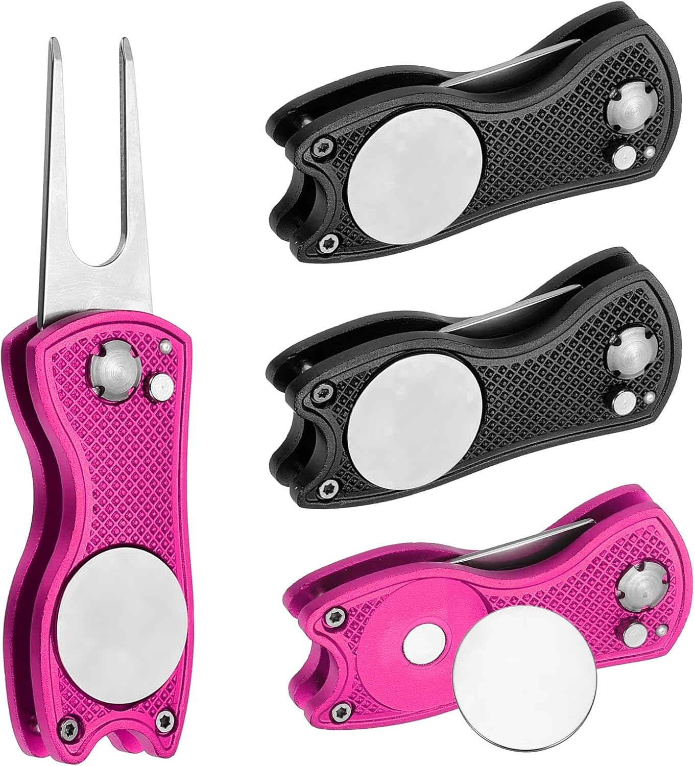 PATIKIL Golf Divot Repair Tool Foldable Metal Golf Green Divot Tool with Magnetic Ball Marker & Stainless Steel Fork