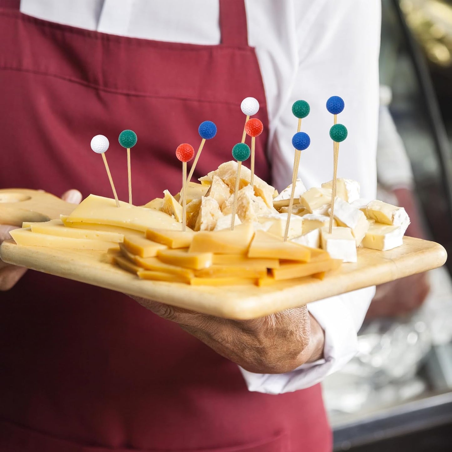 Aodaer 100 Pieces Golf Toothpicks 4.72 Inch Golf Skewers Golf Cocktail Picks Golf Fruit Picks Decorative Toothpicks for Appetizers Cocktail Garnish Sports Party Supplies, Multicolor