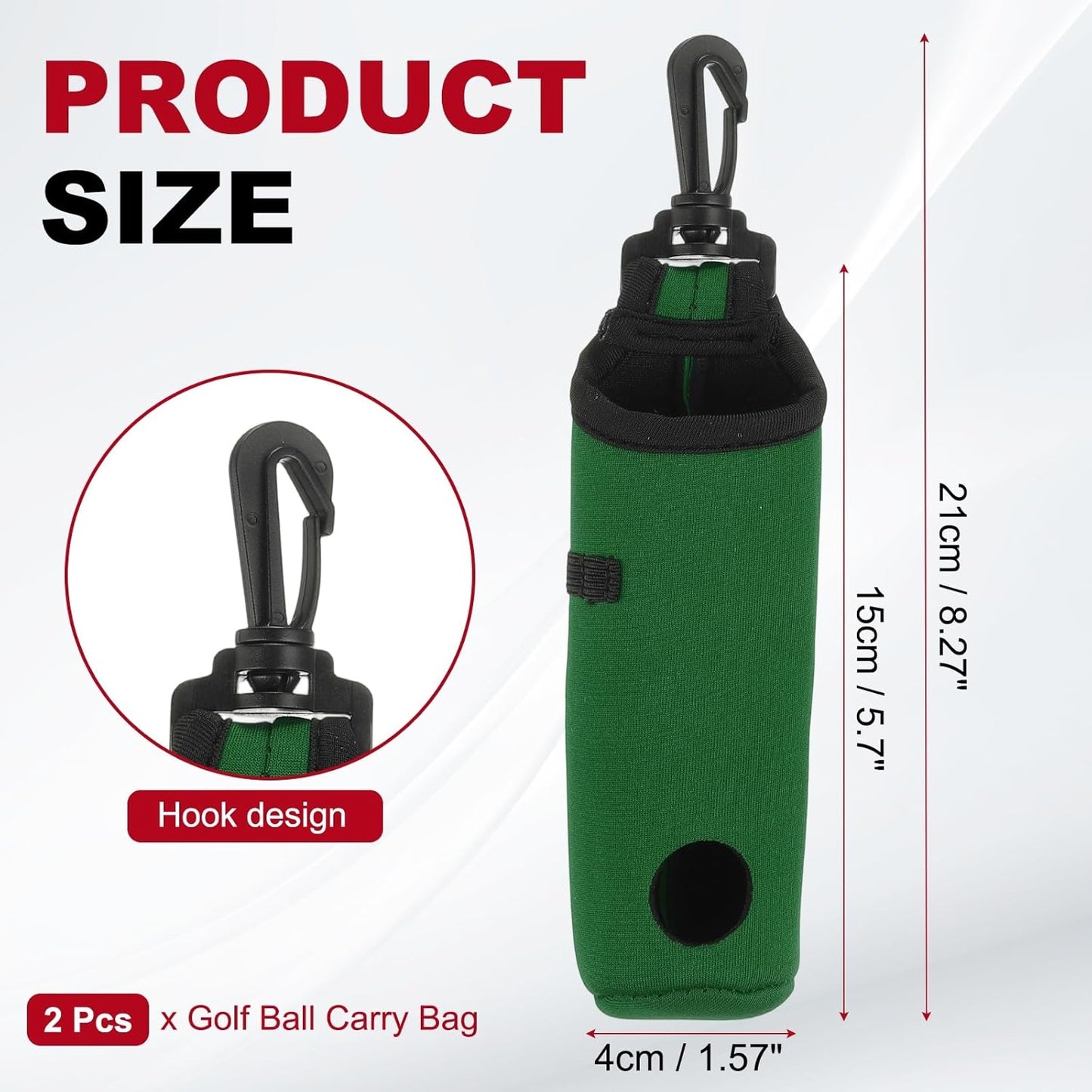 uxcell Golf Ball Carry Bag, Waist-Mounted Storage Bag Neoprene Golf Tee Holder Pouch with Lightweight Hook for Men and Women