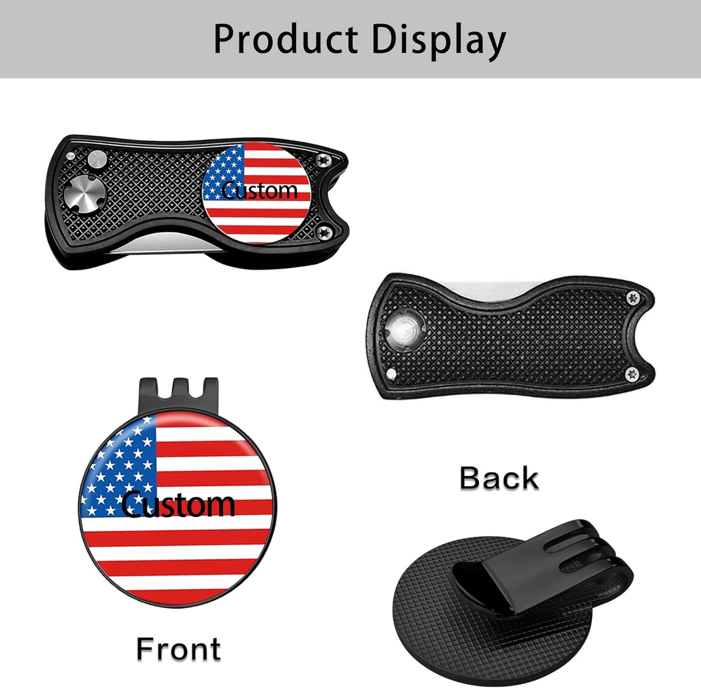 Custom Golf Ball Markers & Golf Divot Tool Gift Set, Personalized Magnetic Ball Marker Hat Clips, Golf Divot Repair Tool, Premium Golf Gifts for Golfers