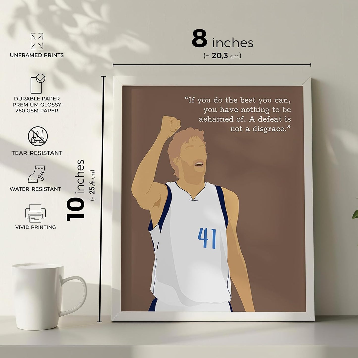 LOLUIS Motivational Basketball Superstar Hand-Drawn Artwork Sport Quote Wall Art Decorations (Unframed 8"x10", Basketball Player 10)
