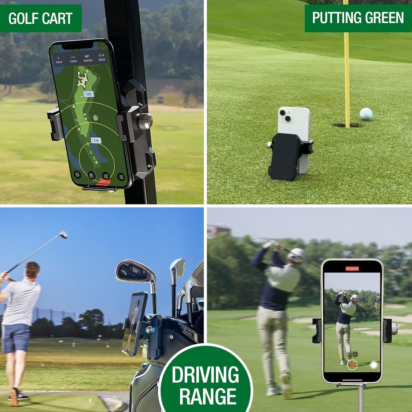 Dprofy Magnetic Golf Phone Caddy, Golf Cart Phone Holder, Record Your Golf Swing with Bluetooth Wireless Selfie Remote, Get Swing Feedback for Golf Training Aid, Golf Gifts for Men/Women
