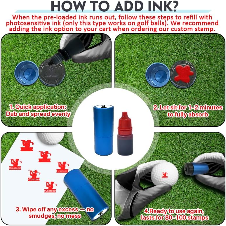 HDSD Custom Golf Ball Stamp Personalized Stamper with Ink for Your Own Golf Ball Monogram Logo Name,Golf Accessories Gifts for Men Dad Husband Golfers