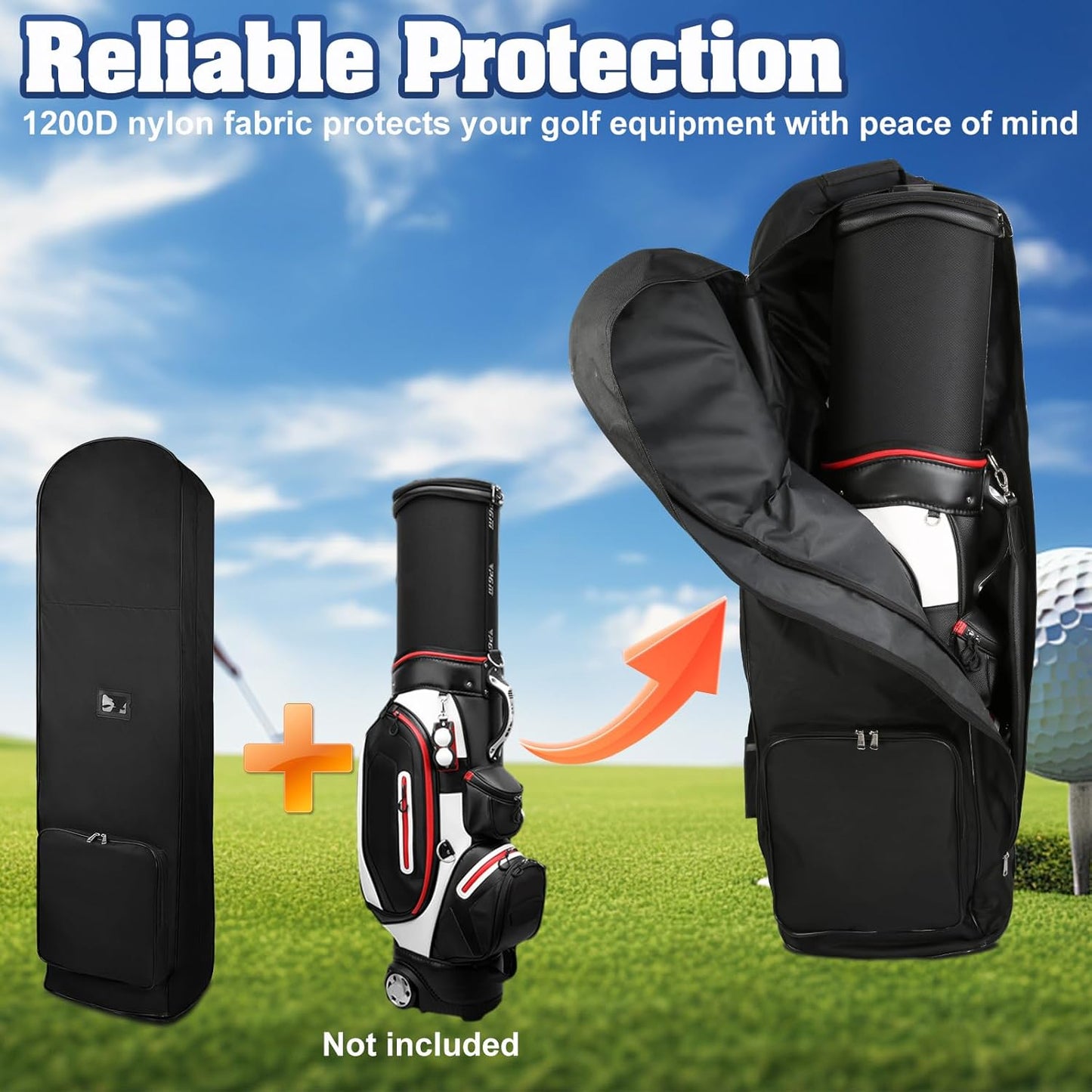 XUZ Golf Club Travel Bags for Airlines - Soft Sided Travel Golf Bags for Airlines, 1200D Foldable Golf Club Covers Stuff, Wheels Travel Case with Accessories