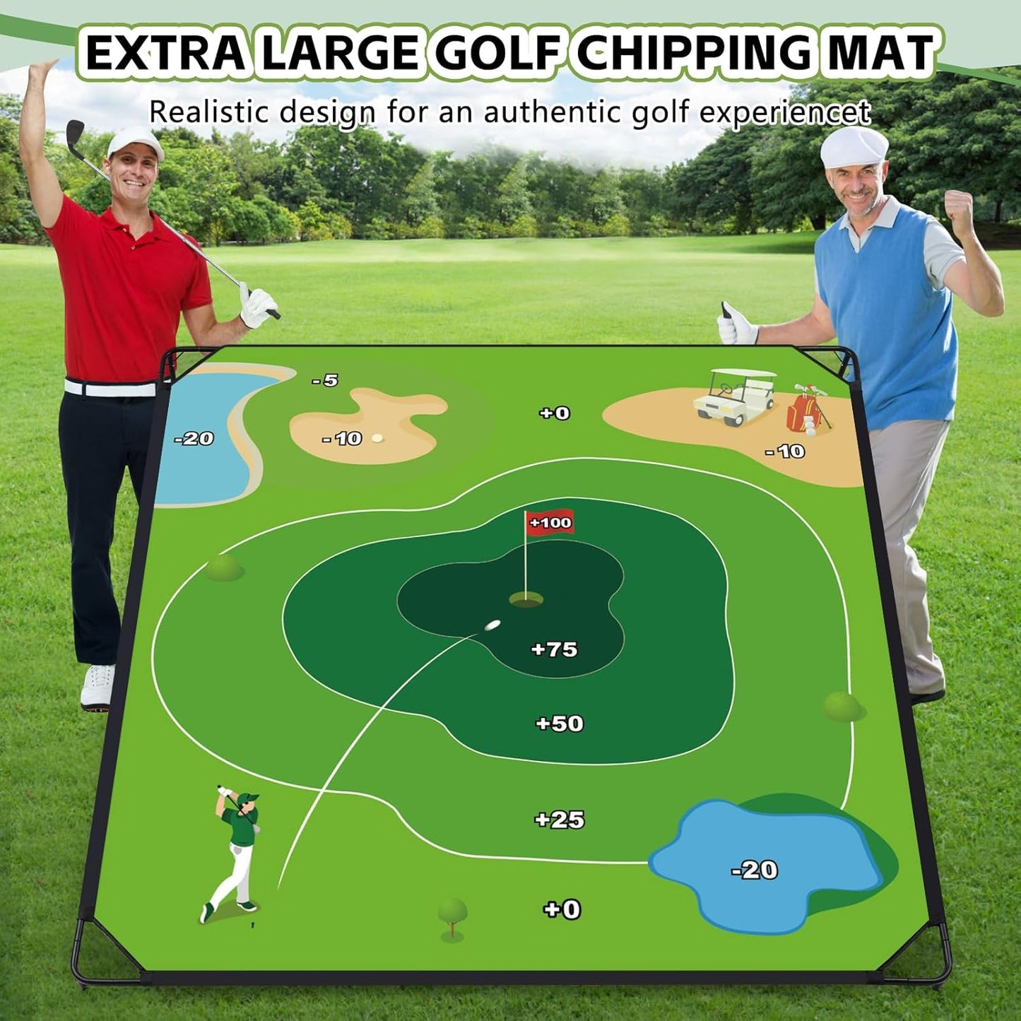 Golf Chipping Game Set, 71"x71" Large Sticky Golf Game, Outdoor Indoor Golf Chipping Games for Adults Friends Family