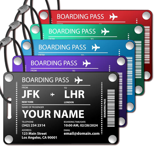 Luggage Tags for Suitcases: Boarding Pass Style Personalized Luggage Tags and Bags with Customizable Flight Details