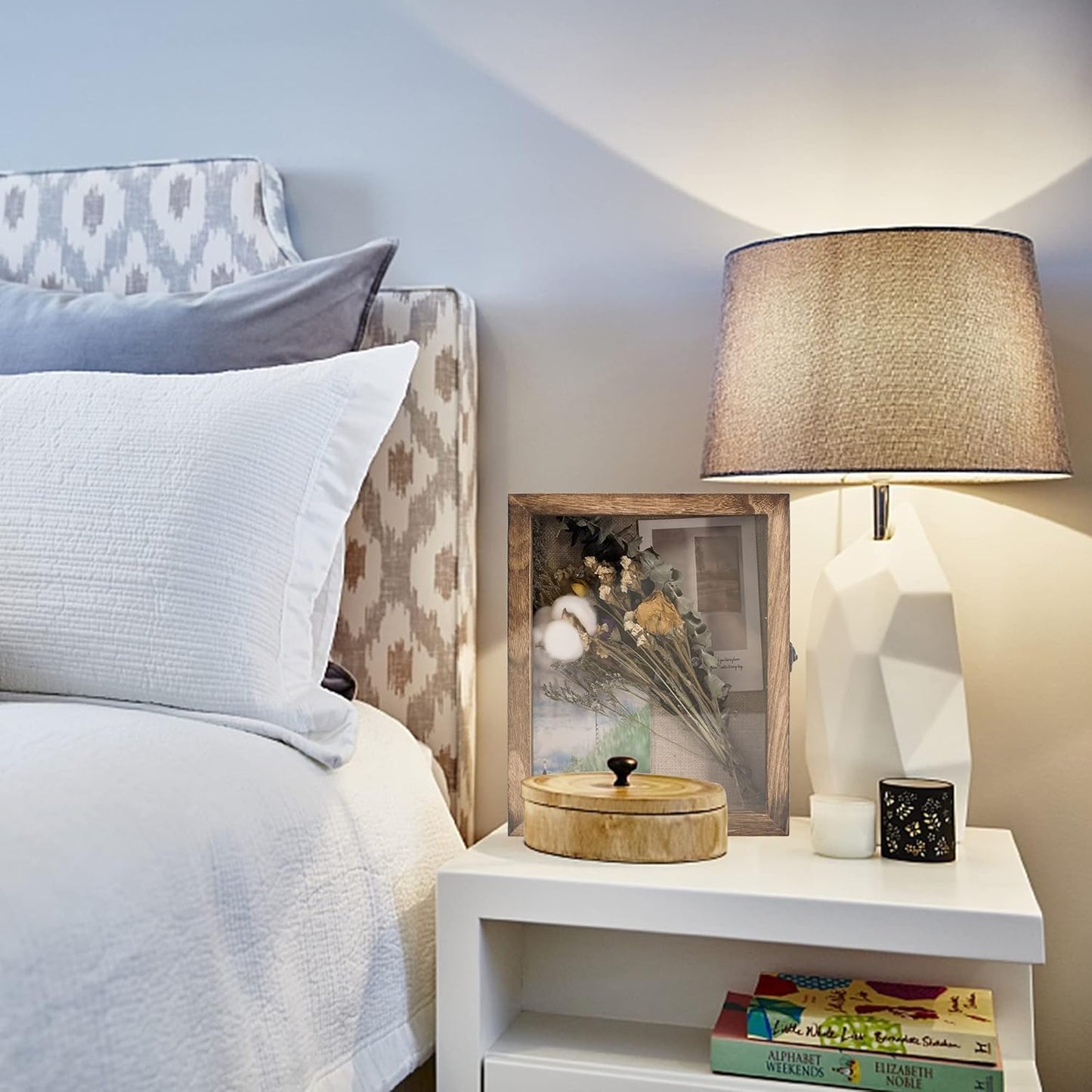 GraduatePro Shadow Box Frame 8x10 Display Case with Linen Back, Real Glass Window Door with Hinge, Picture Frame Wedding Bouquet Memorabilia Medals Photos Memory Box for Keepsakes, Carbonized Black