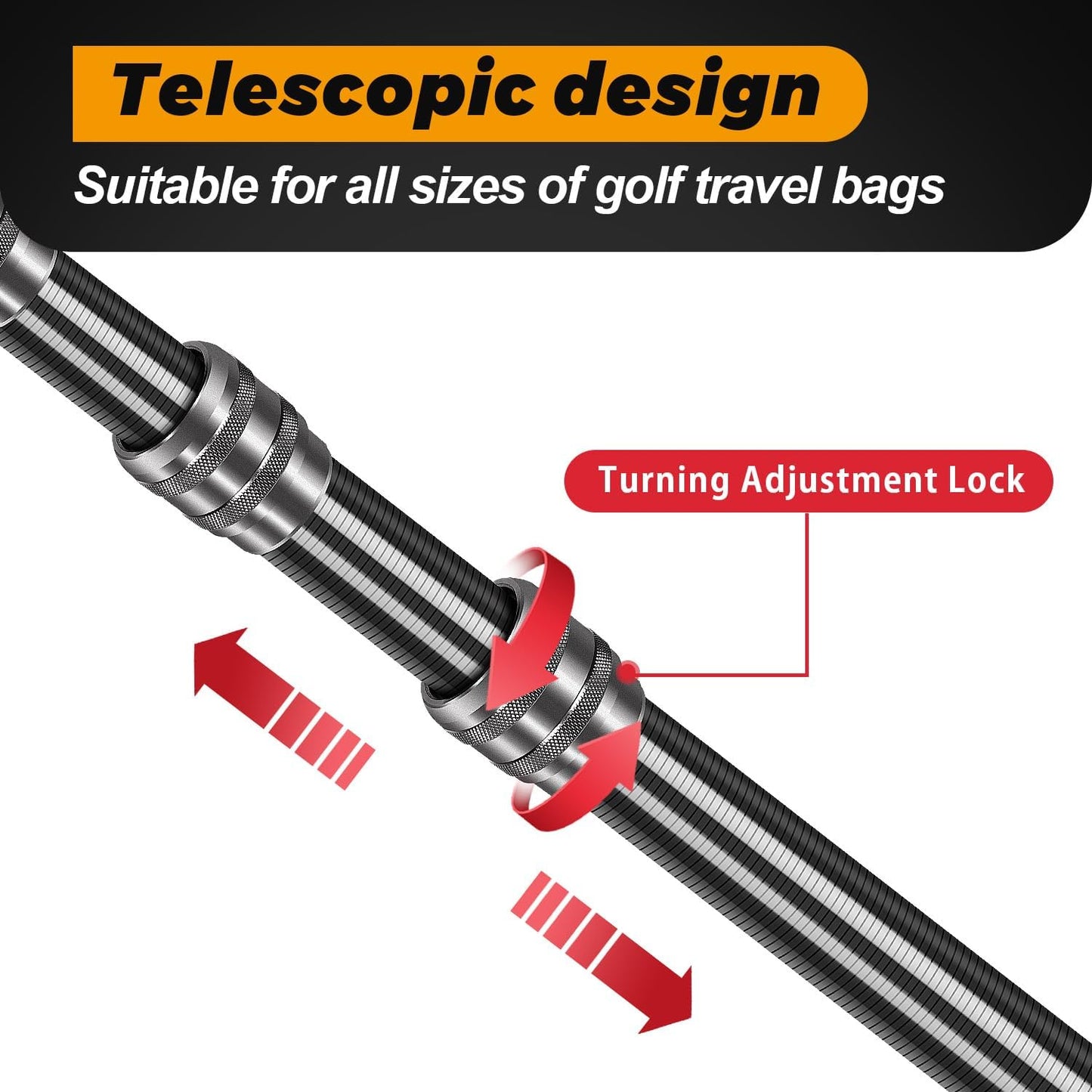 Carbon Fiber Golf Travel Bag Support Pole - Anti-Extrusion Cover and Lightweight Travel Golf Bag Support Rod, Stiff Arm for Golf Travel Bag