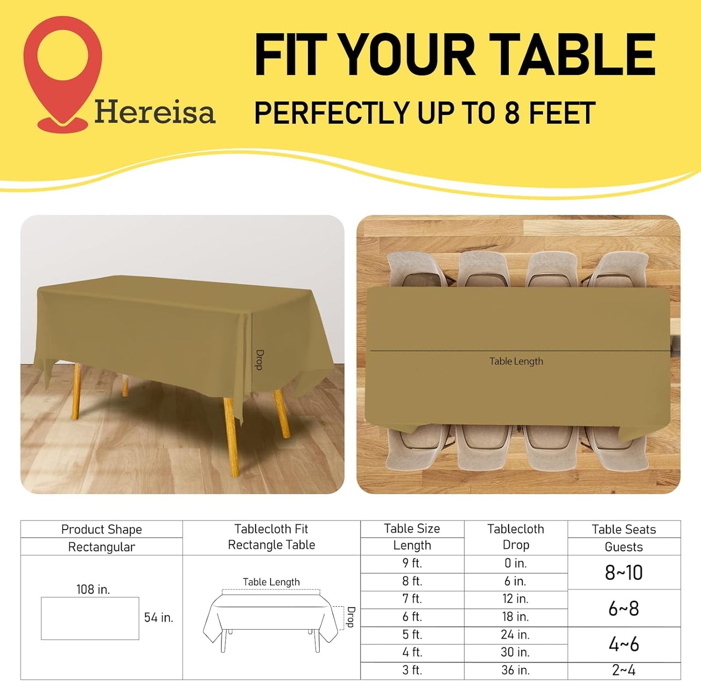 Plastic Gold Tablecloths 3 Pack Disposable Table Covers 54 x 108 Inch Golden Table Cloths for Fall Parties Harvest Graduations Anniversary Thanksgivings Weddings