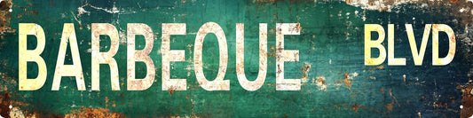 AWISZZZ Vintage Metal Tin Sign Retro Barbeque Blvd Signs Stylish Wall Art Plaques for Home Decor Bathroom Kitchen House and Gothic Wall Decor or as a Unique Poster 16x4 in