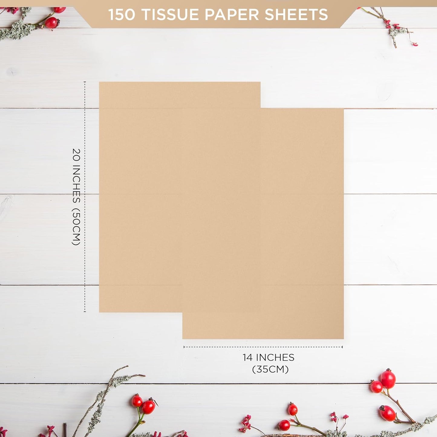 SANZIX 150 Sheets Kraft Tissue Paper for Gift Bags Bulk 14x20 Inch - Brown Wrapping Paper for Gifts Wrap, Wedding, Birthday & Holiday Brown Flower Wrapping Tissue for Decorations & DIY Crafts