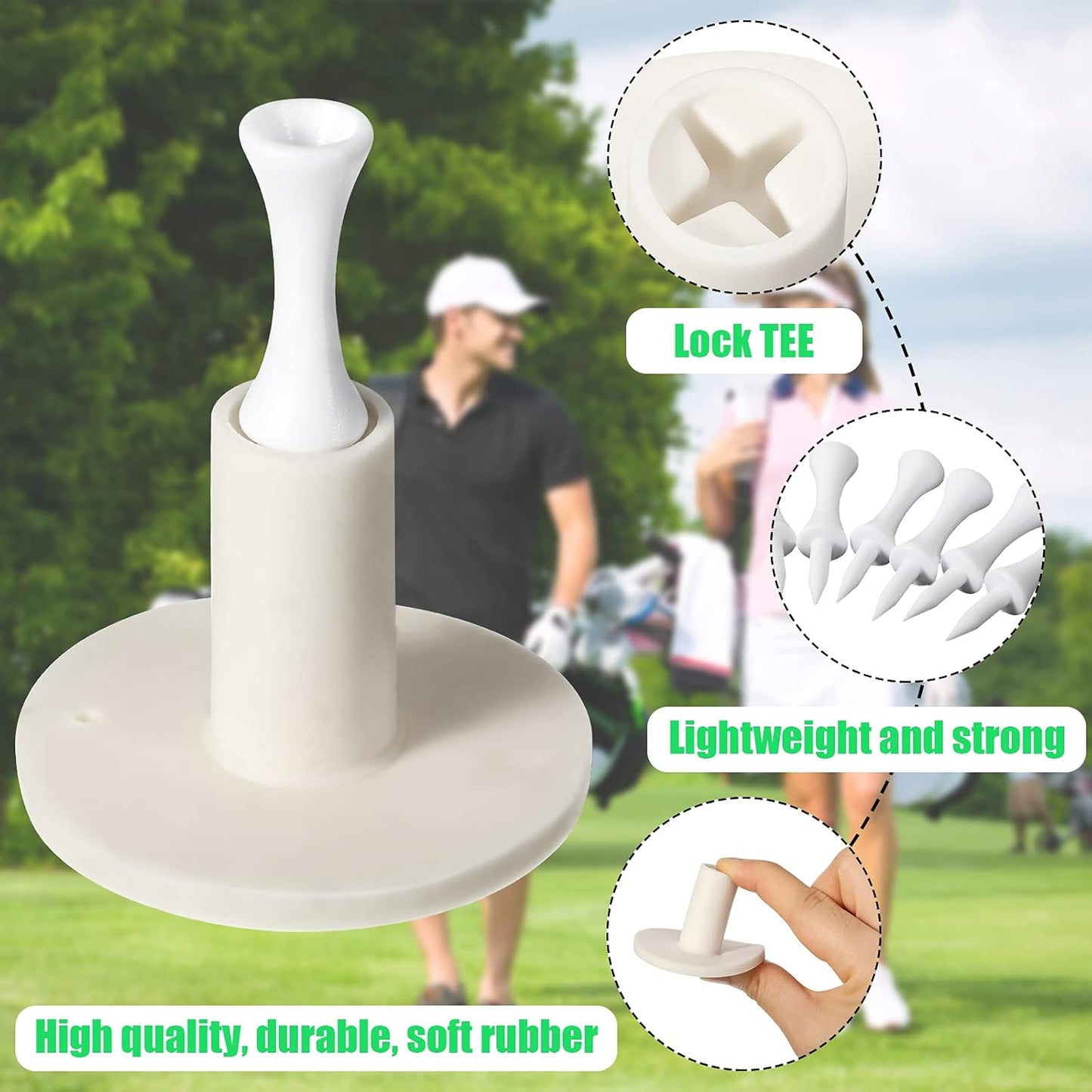 Skylety 24 Pcs 6 Size Rubber Golf Tees for Mats Plastic Golf Tee Holder in 2 Colors Rubber Holders for Simulator and Driving Range Indoor Outdoor Practice Accessories 1.5 2.13 2.27 2.5 3 3.25 Inch