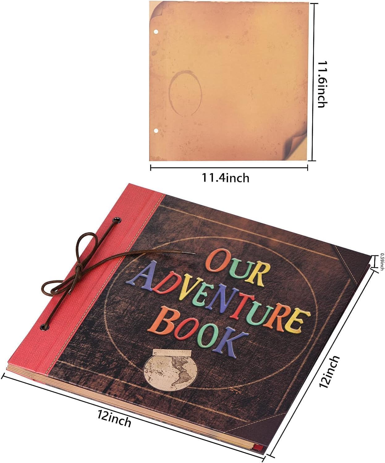 Adventure Book 12x12 Inch - Handmade Scrapbook Album for Travel, Wedding, Writing - 60 Pages DIY Memory Album - Perfect for Anniversary, Friends, Family, and Couple Gifts (12in-Adventure Book)
