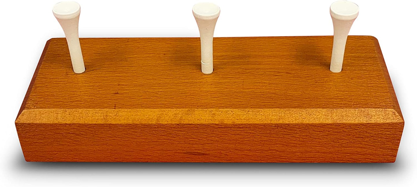 Golf Ball Display Stand | Holds 3 Balls | Solid Wood | 3 Tees Included