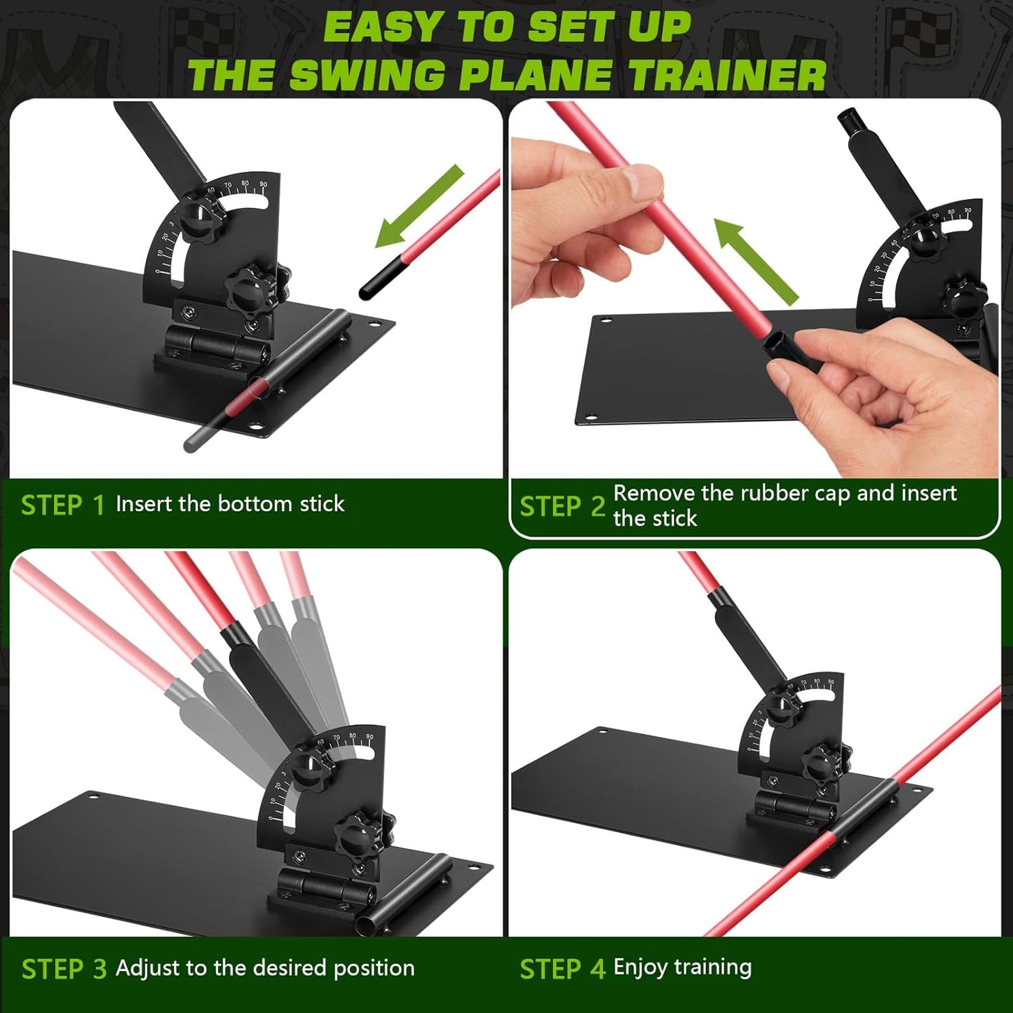 Pro Golf Alignment Sticks Holder – Adjustable Swing Plane Trainer with Weighted Base | Angle Plate Golf Training Aid for Swing Path, Putting & Aiming