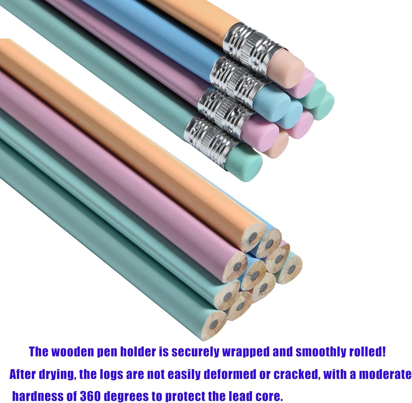 50PCS Triangular Grip Wooden cased Pencils for Kids with Erasers, Fun Cute Wood Wedding Golf Triangle Pencils for School,Drawing,Gift (50PCS)