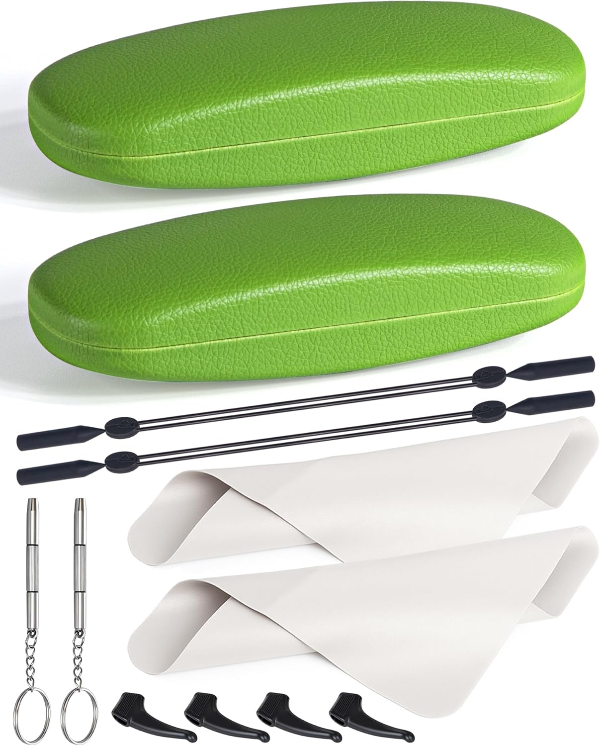 RayLove Glasses Case, Unisex Hard Shell Eyeglass Case, PU Leather Protective Hard Eye Glasses Cases with Eyewear Accessories