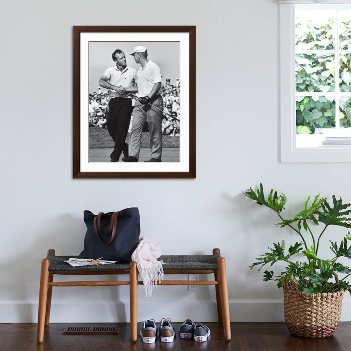 ART.COM Wall Premium Photographic Print Golfer Jack Nicklaus and Arnold Palmer During National Open Tournament on Brown Frame by John Dominis, 32" x 40"