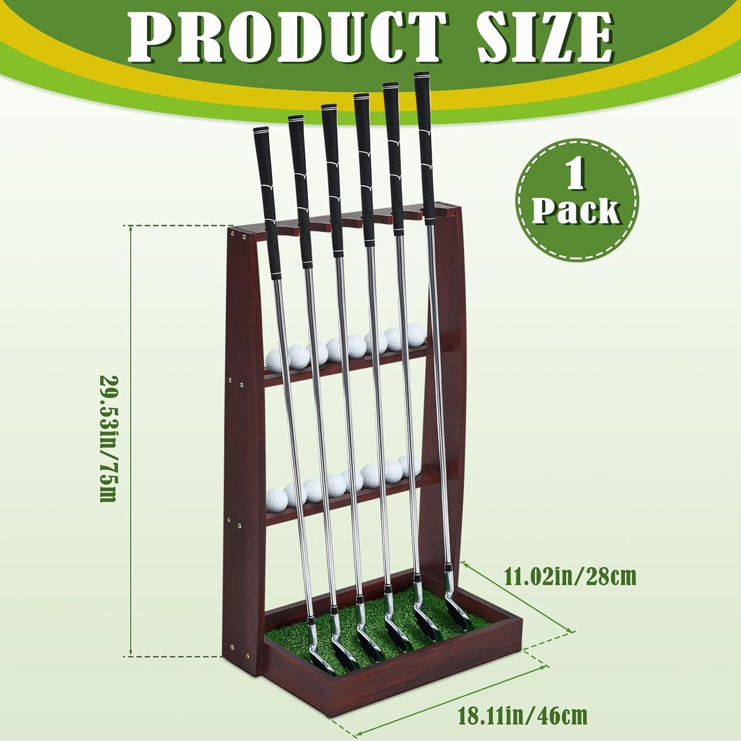 Lenwen Golf Putter Stand Wooden Display Rack Golf Club Holder Stand, Brown Golf Club Organizer for Storage Sports Indoor Home Garage