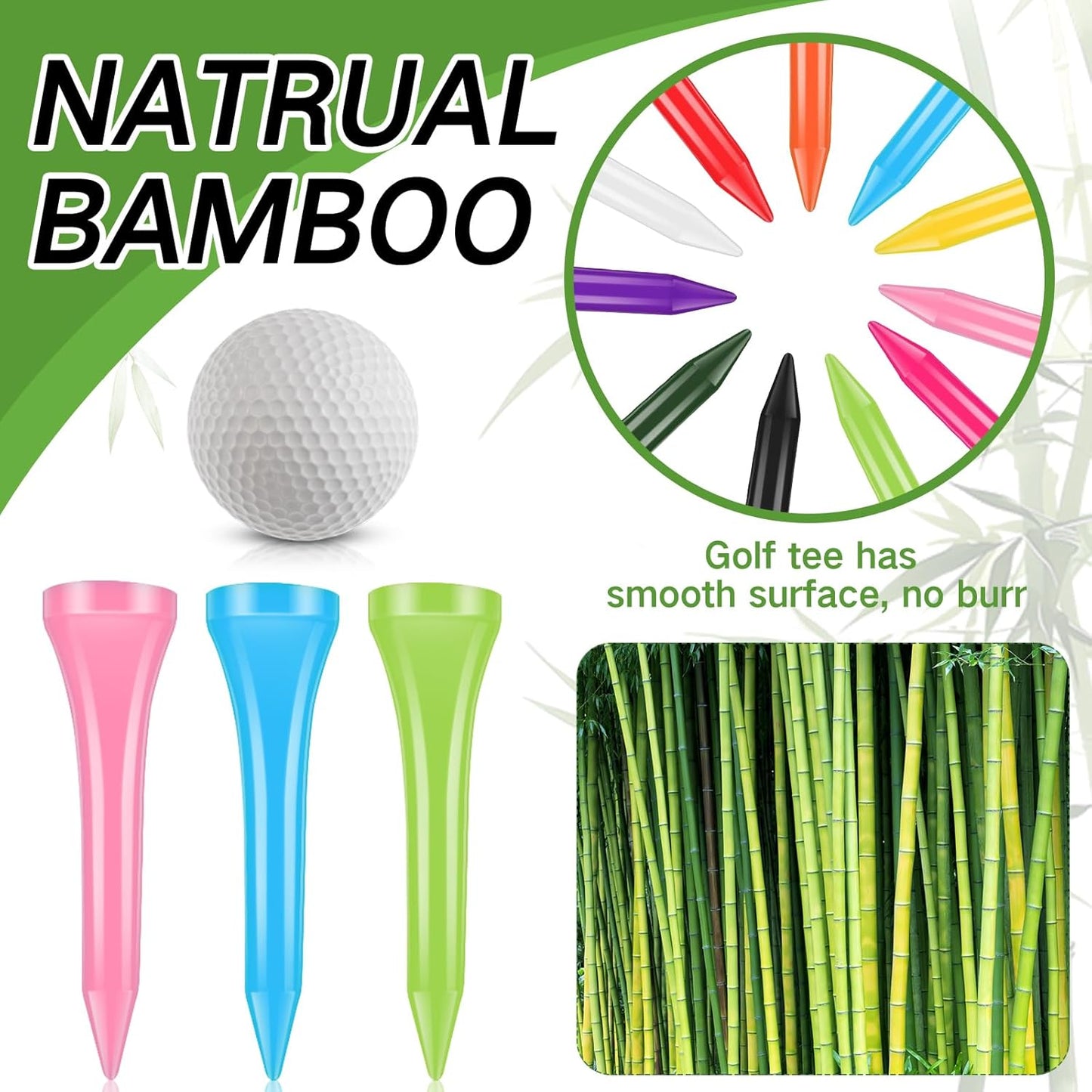 Mudder 600 Pack Golf Tees Bulk Wooden Golf Tees Wood for Men Balls Accessories