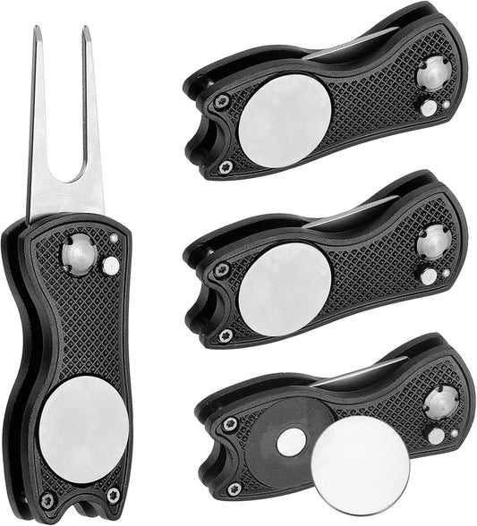 PATIKIL Golf Divot Repair Tool Foldable Metal Golf Green Divot Tool with Magnetic Ball Marker & Stainless Steel Fork