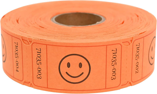 L LIKED 500-Count Smile Raffle Tickets-1"x2" Single Roll Raffle Tickets -Orange (6 Color Selection),Easy-Tear Consecutive Numbered Tickets Ideal for Events, Carnivals, School Rewards & Prize Drawings
