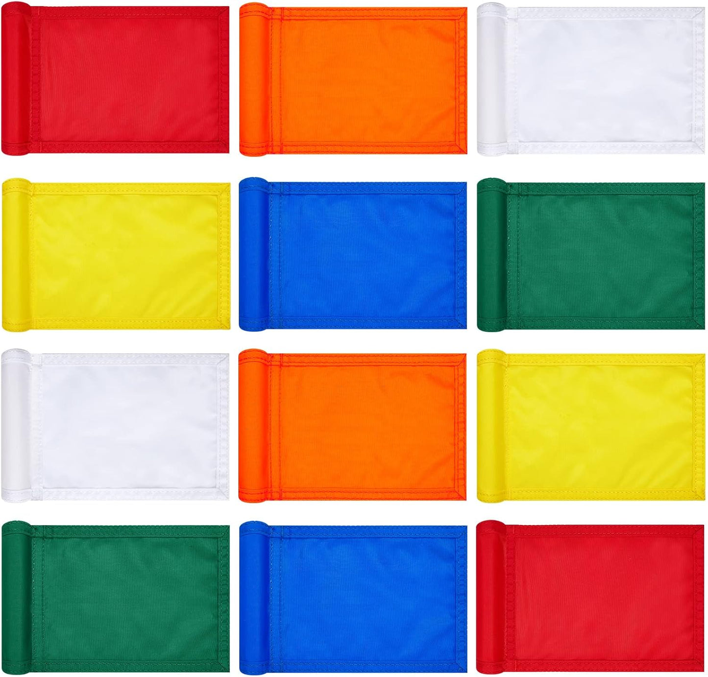 Colarr 12 Pcs Solid Golf Flag Target Flag with Tube Inserted Waterproof Putting Green Flags 420D Nylon Mini Pin Flags 8" l x 6" H for Yard Garden Backyard Outdoor Halloween Christmas Gift Kids