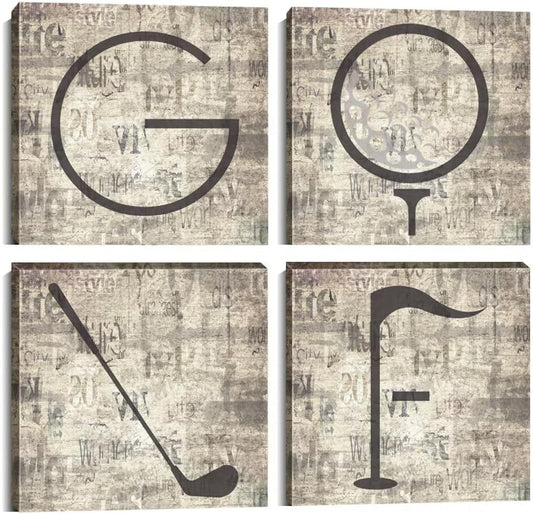 Pankila Golf Canvas Wall Art Golf Pictures Canvas Prints Golf Wall Decor for Living Room Bedroom Bathroom Club Gym Home Decorations Painting Framed Artwork Ready to Hang (16''W x 16''H x 4)