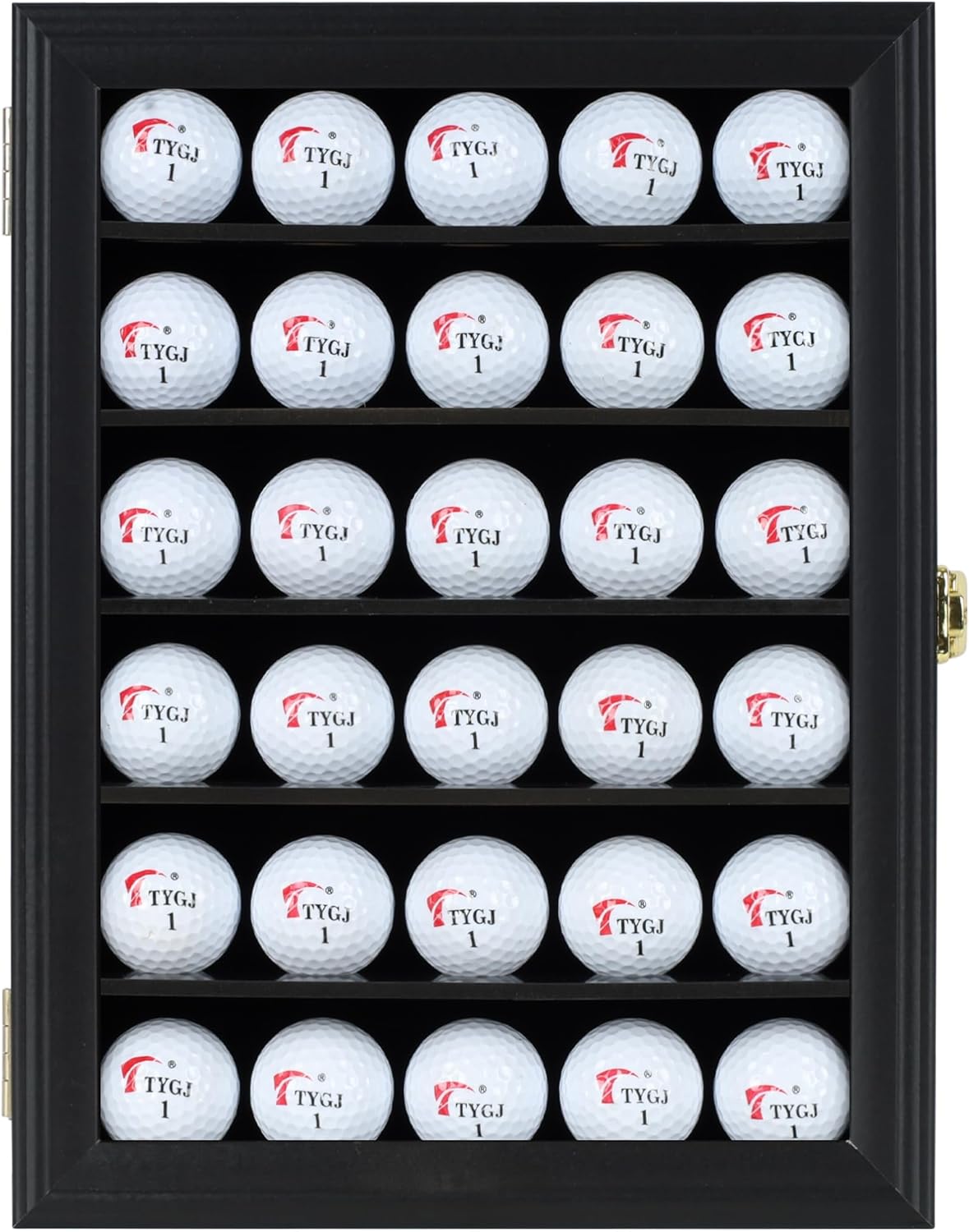 Golf Ball Display Case for 30 Golf Balls, Display Cabinet Great Golfer Memorabilia Gift for Golf Enthusiasts, for Hole-in-1 Display, Wall Mount with Lockable Door Black