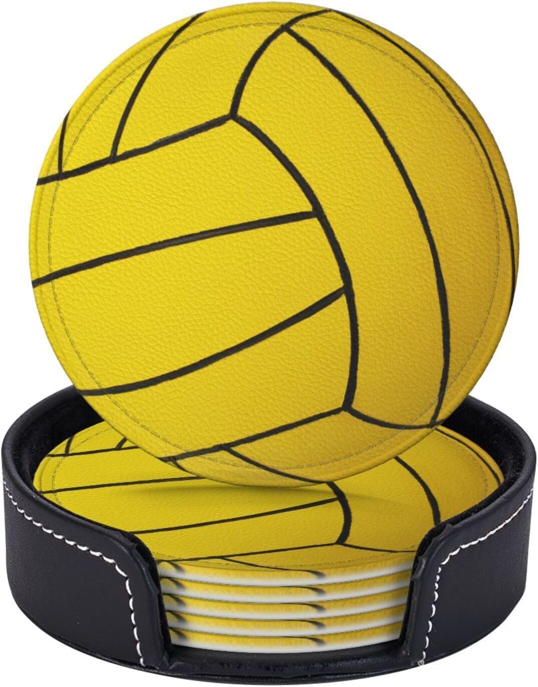 6 Pcs Water Polo Ball Drink Coasters with Holder Coasters for Drinks Coffee Table Home Decor Housewarming Gift