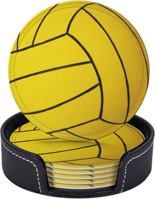 6 Pcs Water Polo Ball Drink Coasters with Holder Coasters for Drinks Coffee Table Home Decor Housewarming Gift