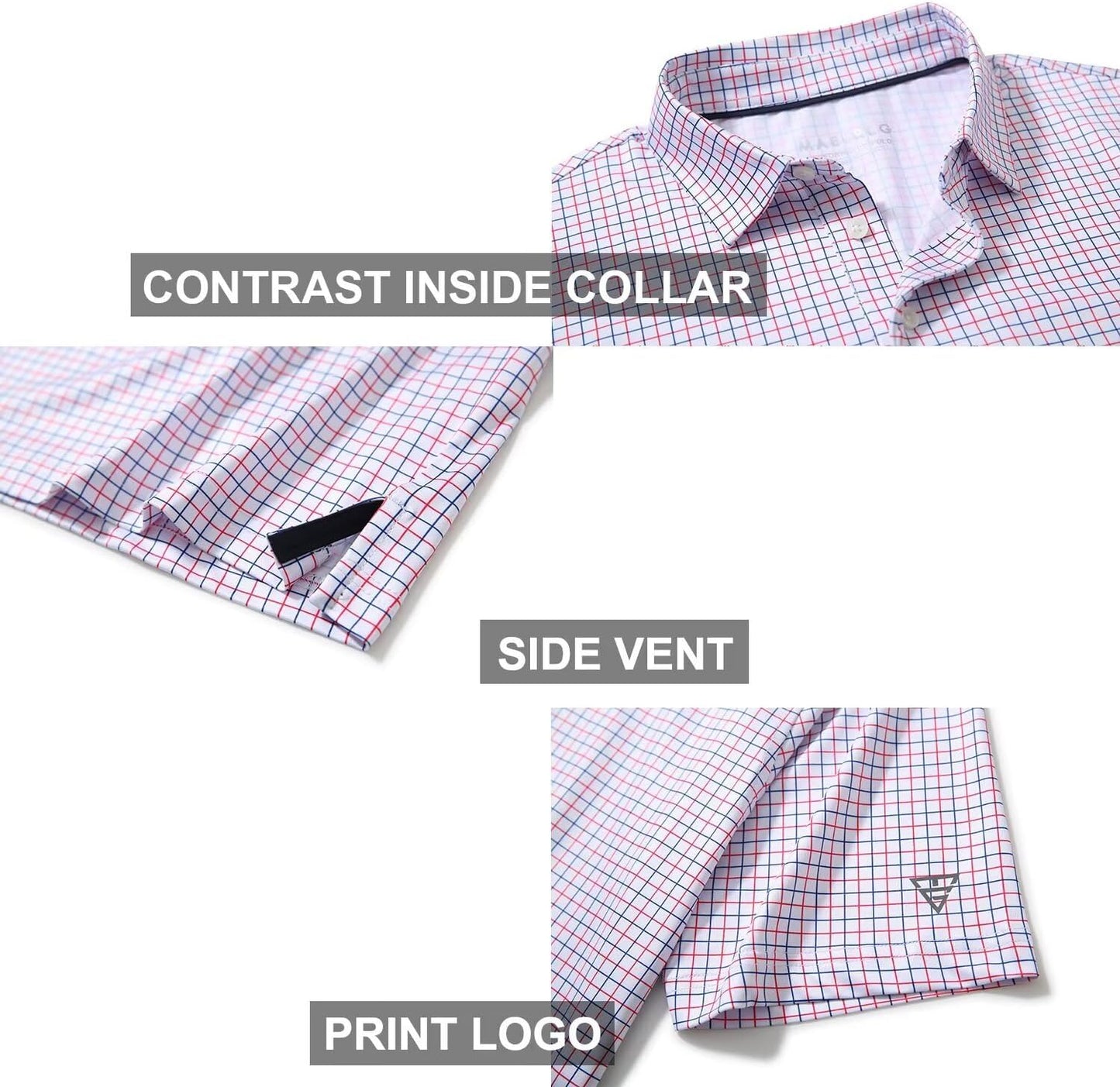 Golf Shirts for Men Dry Fit Short Sleeve Print Performance Moisture Wicking Polo Shirt