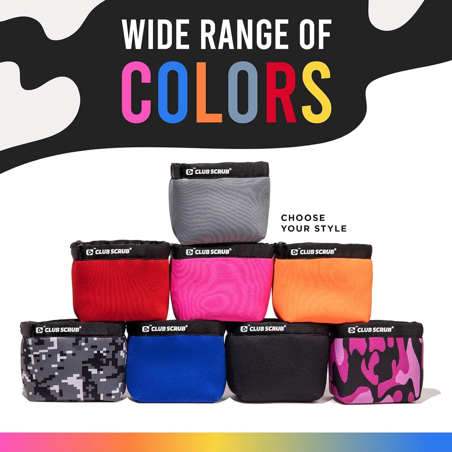 Club Scrub Golf Club and Golf Ball Cleaning Bag, Waterproof Clean Face Technology Liner, Detachable Clip, Machine Washable, Cleans Club Grooves, Dry Exterior (Neoprene or Microfiber Option Available)