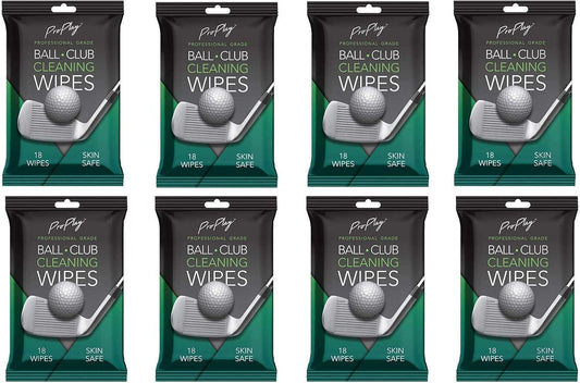 ProPlay Ball & Club Cleaning Wipes | Powerful Cleaner Removes Dirt, Grass, and Sand | Convenient, Resealable Pack - Unscented 8 Pack