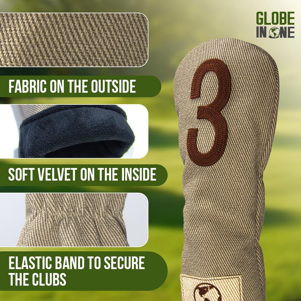 Premium Golf Club Head Covers Set of 4 Fits Drivers Fairways Hybrids 1, 3, 5 and X