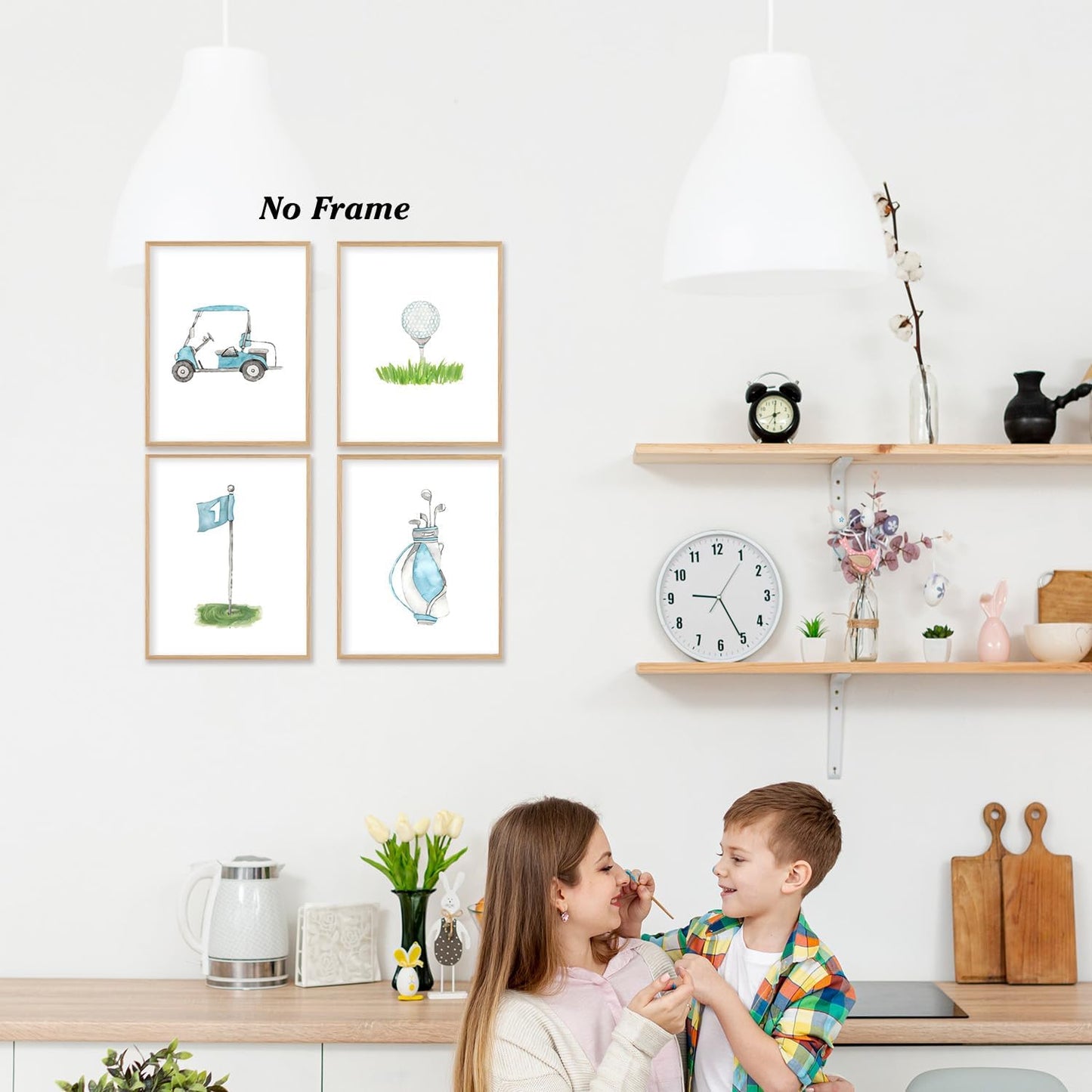 Boat Wades Blue Golf Nursery Decor Unframed Wall Art Prints,Golf Flag Posters & Prints For Home Boys Girls Room Decor,Blue Sports Nursery Posters Pictures 8x10 Set Of 4