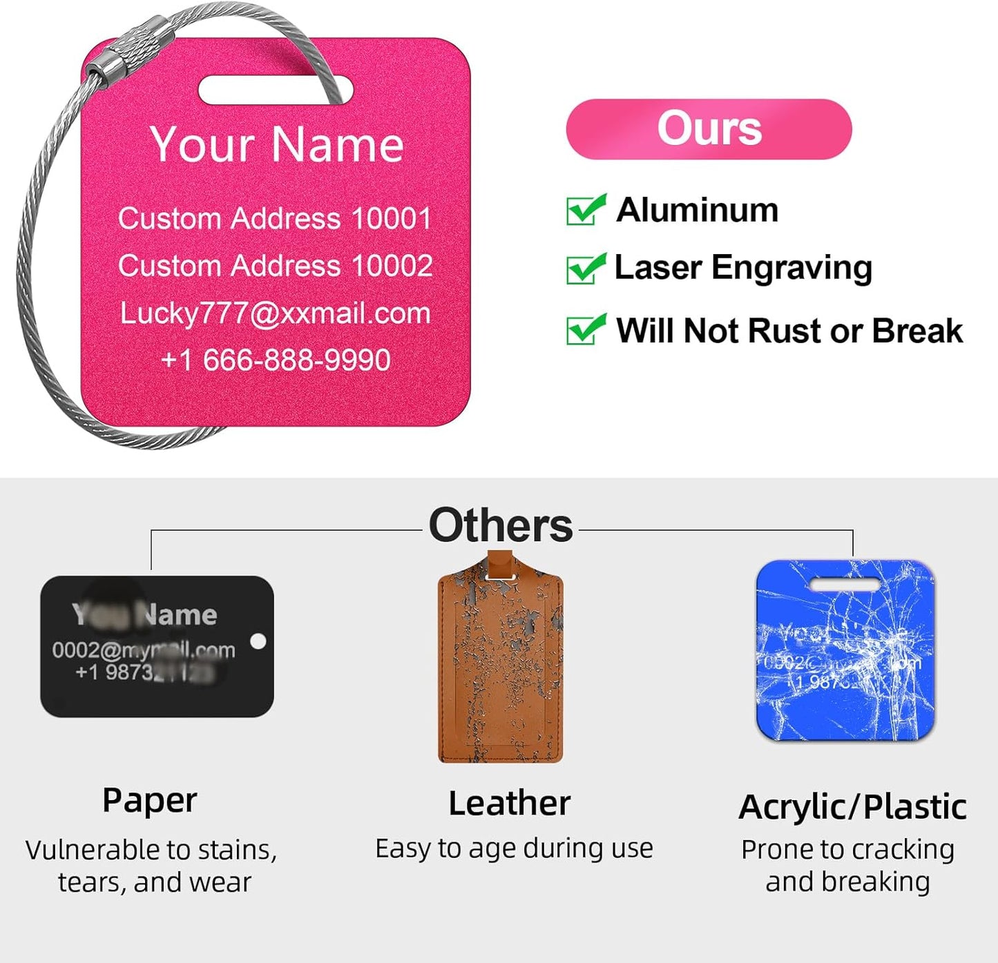 Personalized Luggage Tags for Suitcases Valentine's Day - Cute Honeymoon Gift Wedding Bridal Luggage Name Tag for Couples - Metal Engraved Custom Tags Identifiers for Backpack Bag Travel Essentials