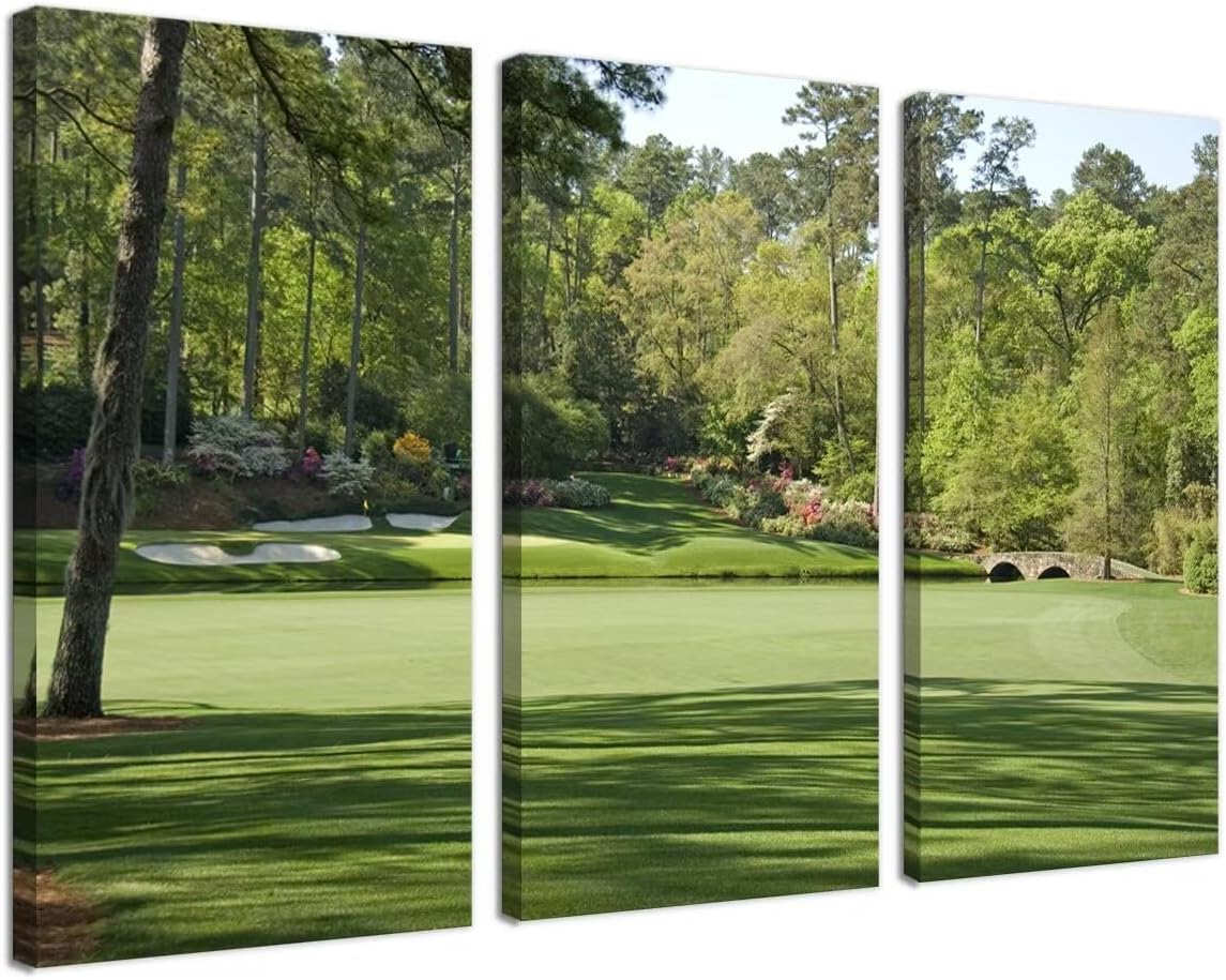 Augusta Golf Course Wall Art for Living Room Bedroom Bathroom Home Decorations - Augusta National Golf Course Pictures Posters Framed Artwork Canvas Prints Ready to Hang(20''W x 40''H x3)